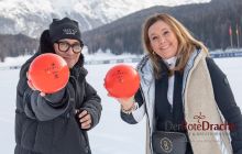 Sponsor Royal Salute represented by Malcolm Borwick who is running the Polo Clinic at Snow Polo World Cup St. Moritz, Learning how to play polo in Switzerland, Bogner Switzerland 