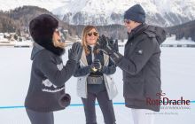 Sponsor Royal Salute represented by Malcolm Borwick who is running the Polo Clinic at Snow Polo World Cup St. Moritz, Learning how to play polo in Switzerland, Bogner Switzerland 