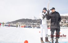 Sponsor Royal Salute represented by Malcolm Borwick who is running the Polo Clinic at Snow Polo World Cup St. Moritz, Learning how to play polo in Switzerland 