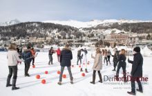 Sponsor Royal Salute represented by Malcolm Borwick who is running the Polo Clinic at Snow Polo World Cup St. Moritz, Learning how to play polo in Switzerland 
