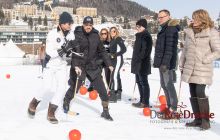 Sponsor Royal Salute represented by Malcolm Borwick who is running the Polo Clinic at Snow Polo World Cup St. Moritz, Learning how to play polo in Switzerland 